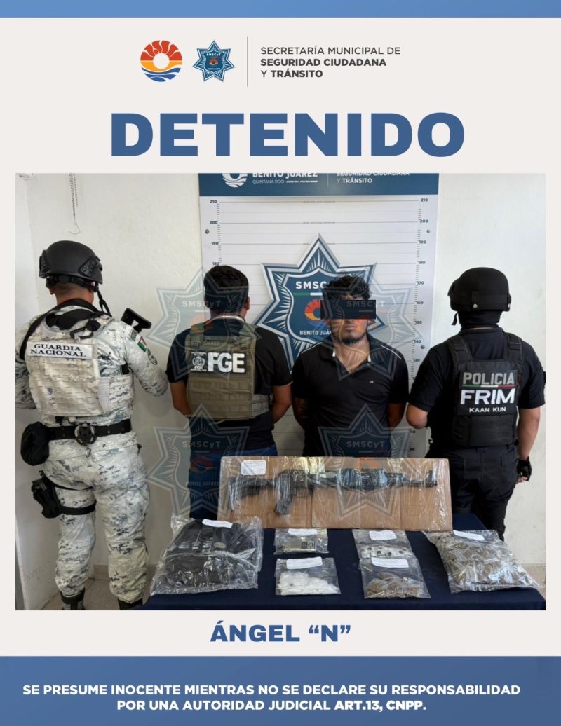 DETENIDO POR DELITOS CONTRA LA SALUD Y PORTACIÓN DE ARMA DE FUEGO