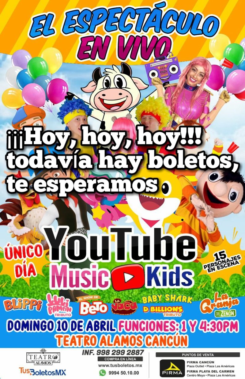 ¡¡ Disfruta de YouTube Music Kids, gran espectáculo en vivo !!