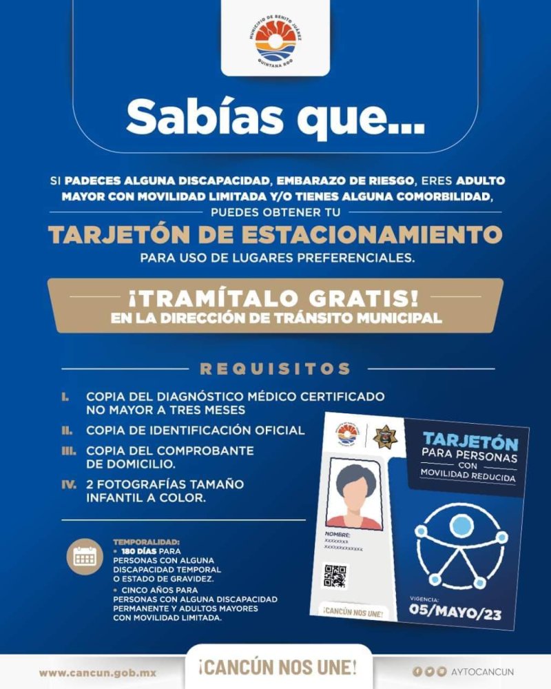 INVITA TRÁNSITO MUNICIPAL A SOLICITAR TARJETÓN GRATUITO PARA PERSONAS CON MOVILIDAD LIMITADA