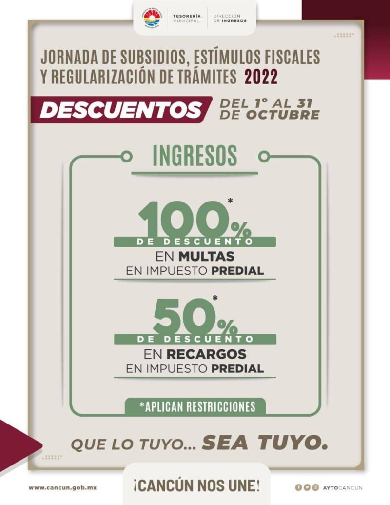 Invitan a regularizar adeudos de predial en Cancún