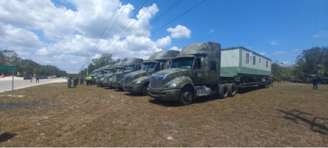 Llega a Quintana Roo convoy militar para la realización de obras del Tren Maya