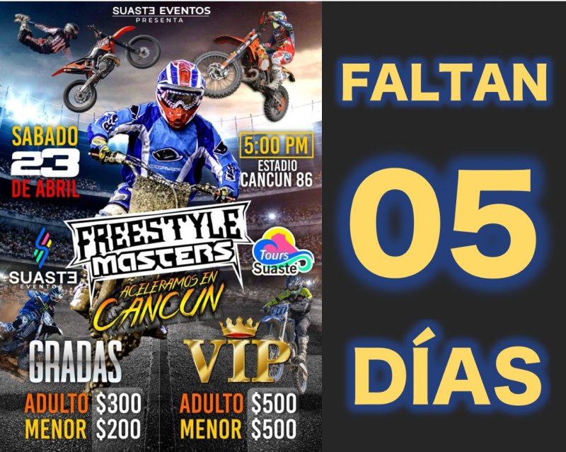 🚨 Estamos a 0️⃣5️⃣ días del evento internacional FreeStyle Masters México en Cancún un evento espectacularmente diferente