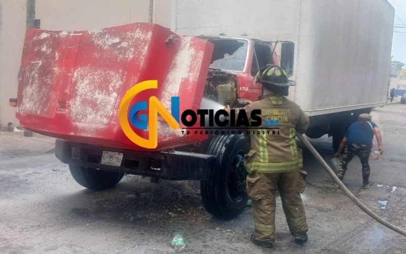 La caja de un camión, que transportaba muebles de madera, se incendió la tarde de este sábado sobre la avenida Niños Héroes.