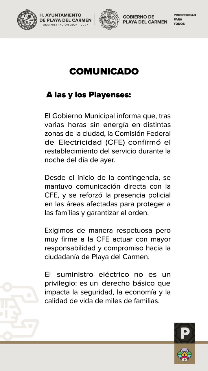 Gobierno de Estefanía Mercado señala que el suministro eléctrico no es un privilegio, sino un derecho de todas y todos