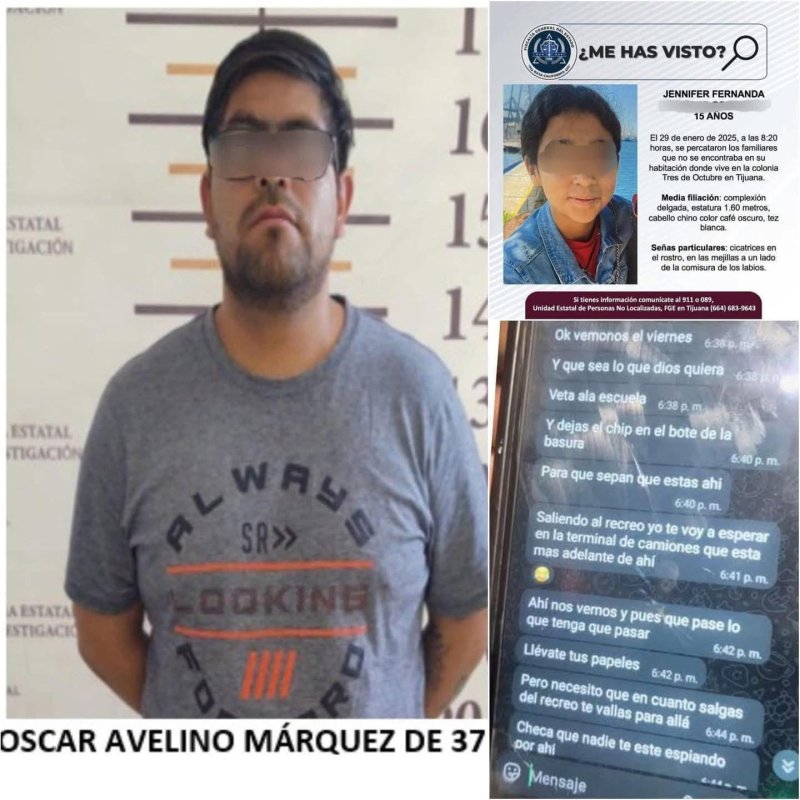 Rescatan a Jennifer Fernanda, la adolescente de 15 años manipulada por un hombre de 37 en Tijuana