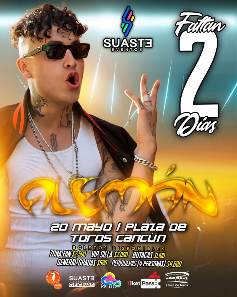 Inicia la cuenta regresiva🧮 estamos a 02 días para que una vez más Eventos Suaste haga estallar 💥 la Plaza de Toros Cancun con la presencia de :