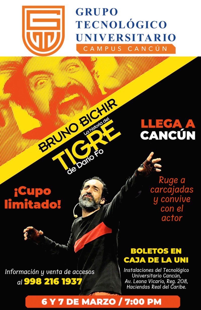 Cancún están listos para disfrutar de “El Monólogo del Tigre”🎭 con el actor Bruno Bichir ?