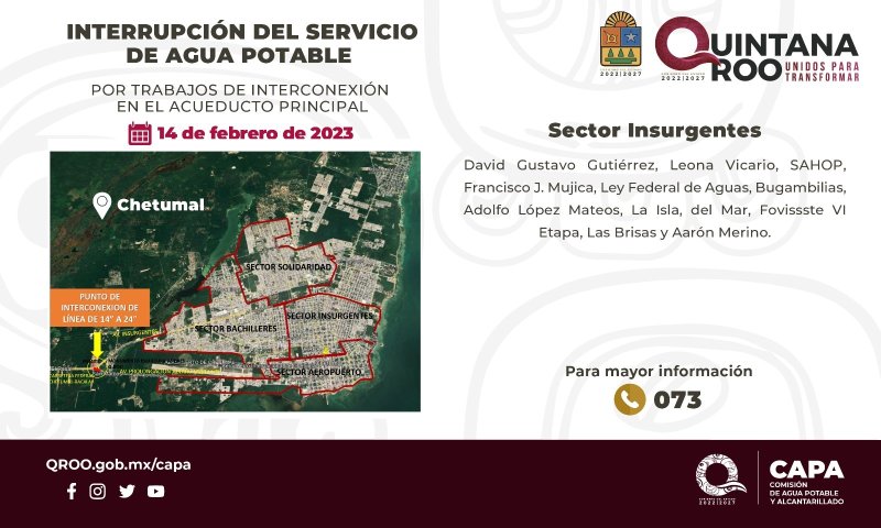 Anuncia CAPA trabajos de interconexión de tuberías para mejorar la eficiencia en el acueducto de Chetumal