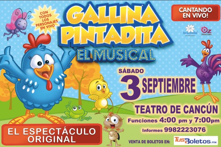 ¡POR PRIMERA VEZ EN CANCÚN! 🐓”Gallina Pintadita el Musical” 🐔, el espectáculo musical favorito de los niños, y consentido de los papás…
