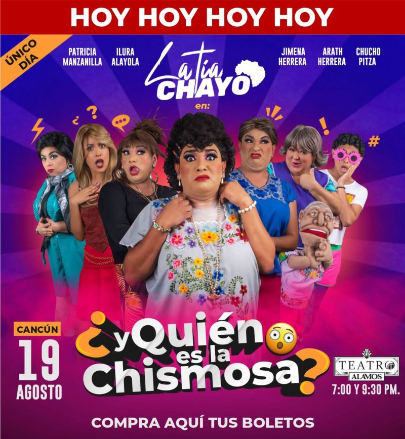 Hola, hola, soy la Tía Chayo y ya llegué a Cancún 🌴Los espero HOY para echar chisme nenes….🤫😝😱