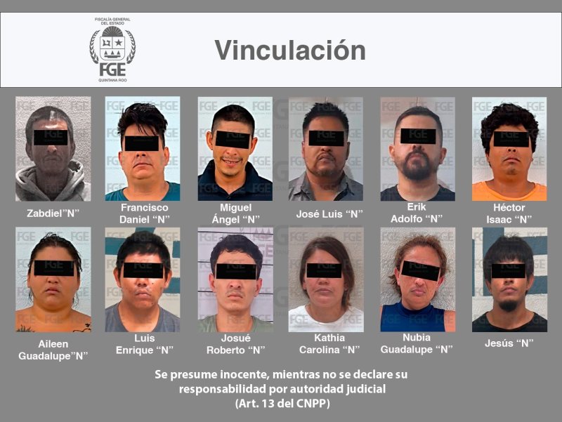 Consigue FGE de Quintana Roo vinculación a proceso de 12 personas por narcomenudeo en Benito Juárez y Playa del Carmen