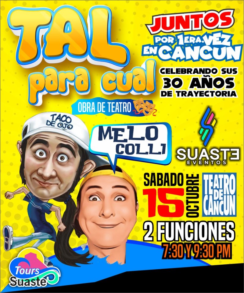 Una ⚡descarga de buen humor😬 se aproxima, dos de los comediantes yucatecos más 🤏🔸️weputas 🔸️ de la región llegan con su show “Tal para Cual” .