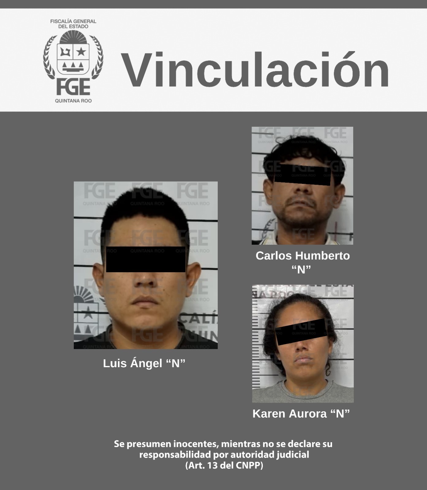 Obtiene FGE prisión preventiva para tres personas por homicidio calificado en Benito Juárez