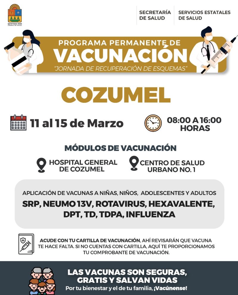 Refuerza SESA jornada de vacunación en Cozumel