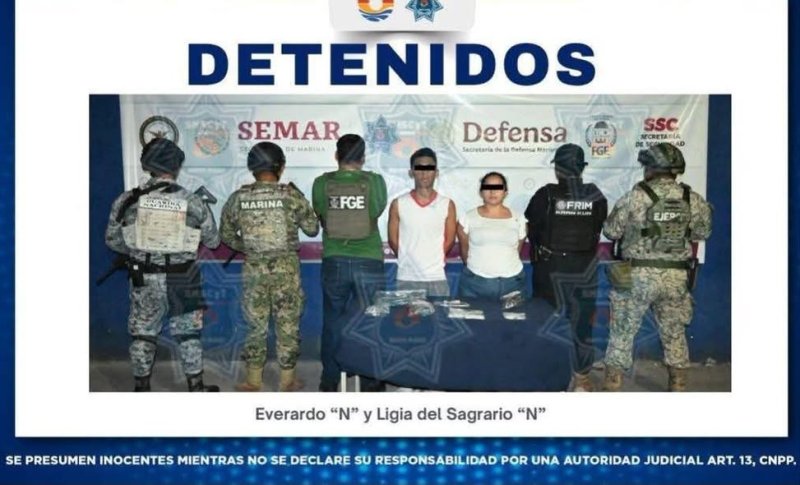 PAREJA DETENIDA POR PORTAR ESTUPEFACIENTES EN LA SM 259 DE CANCÚN