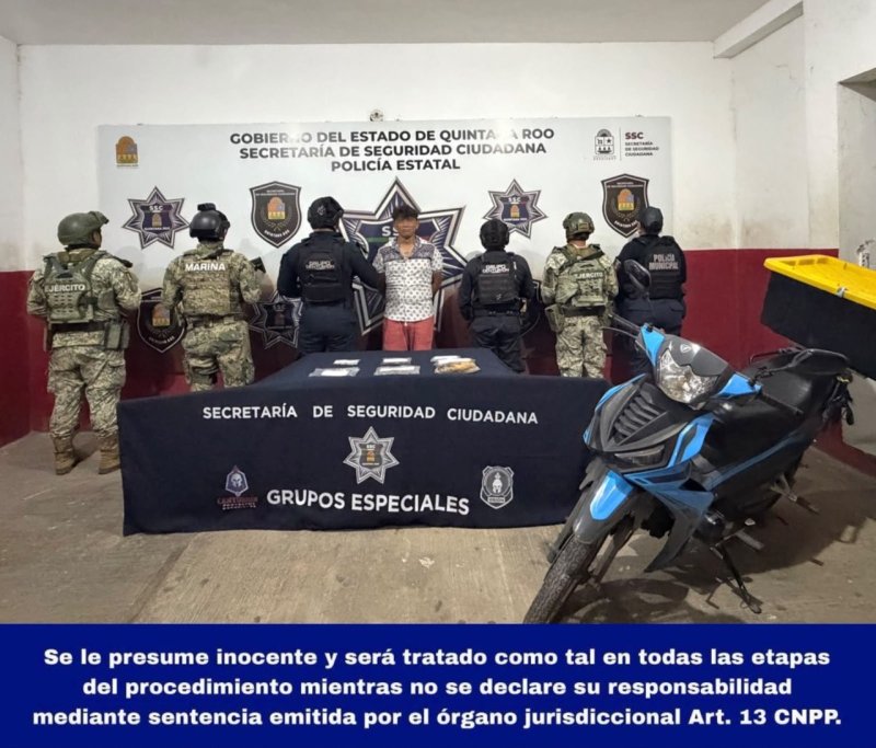Detenidos dos hombres por tráfico de drogas en Othón P. Blanco