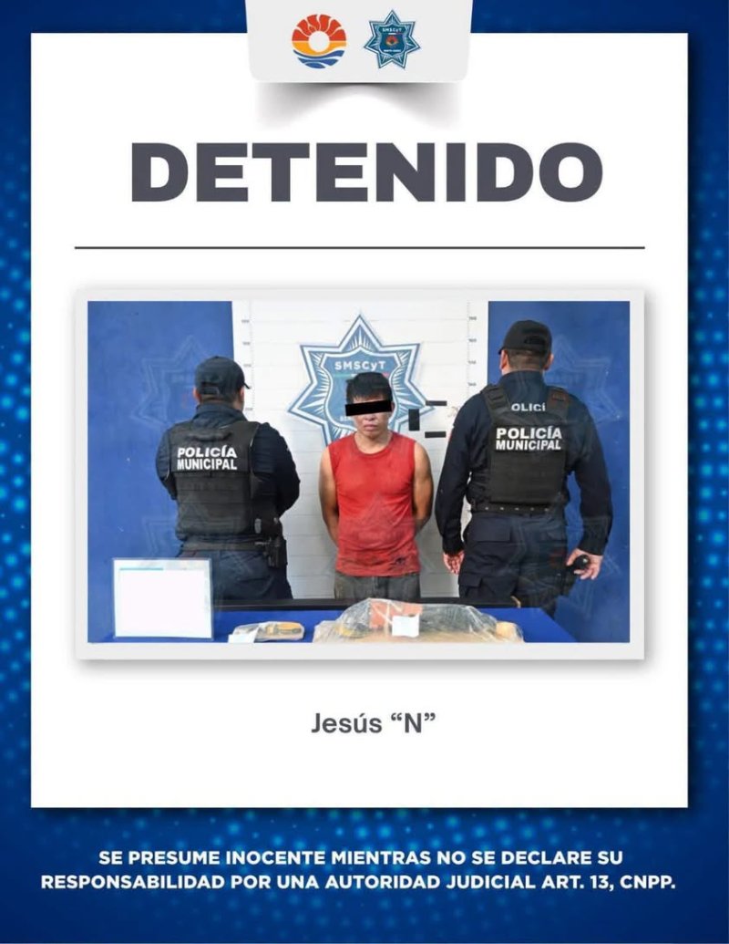 Detienen a hombre por intento de robo en Cancún