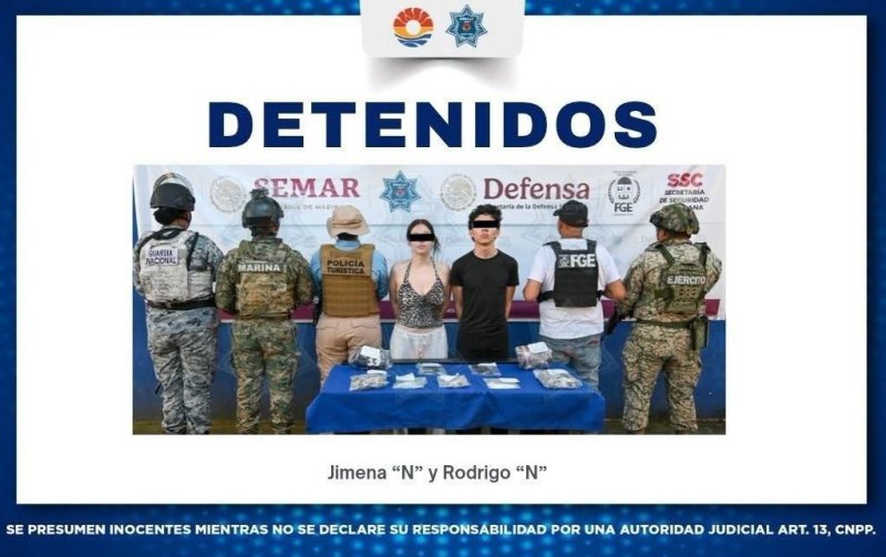 DETIENEN A PAREJA POR DELITOS CONTRA LA SALUD DURANTE OPERATIVO BLINDAJE CANCÚN